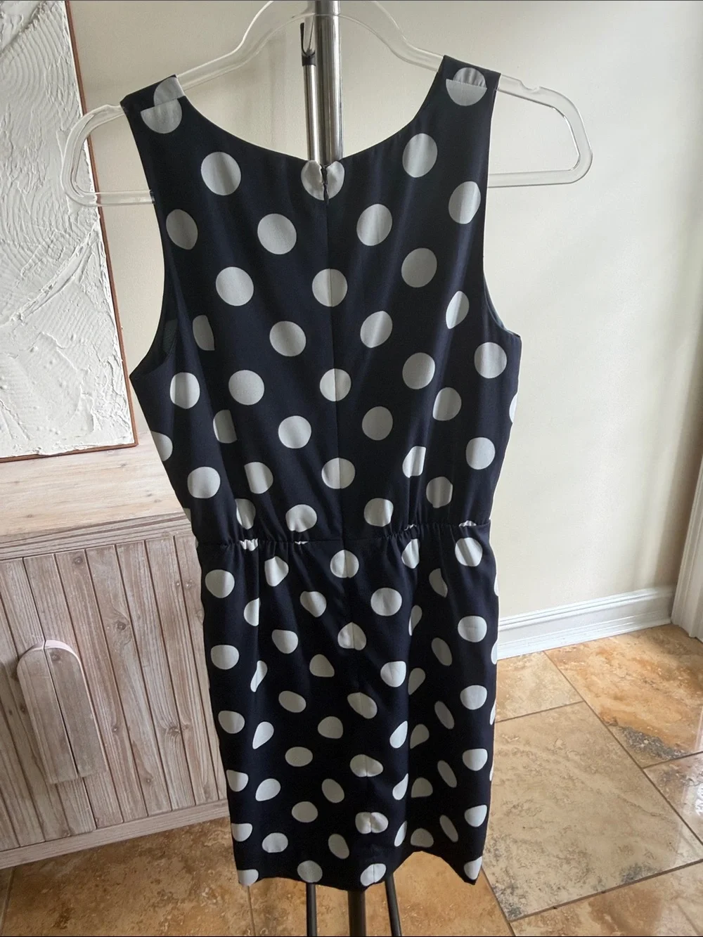 J. Crew navy Dress with White Polka Dots